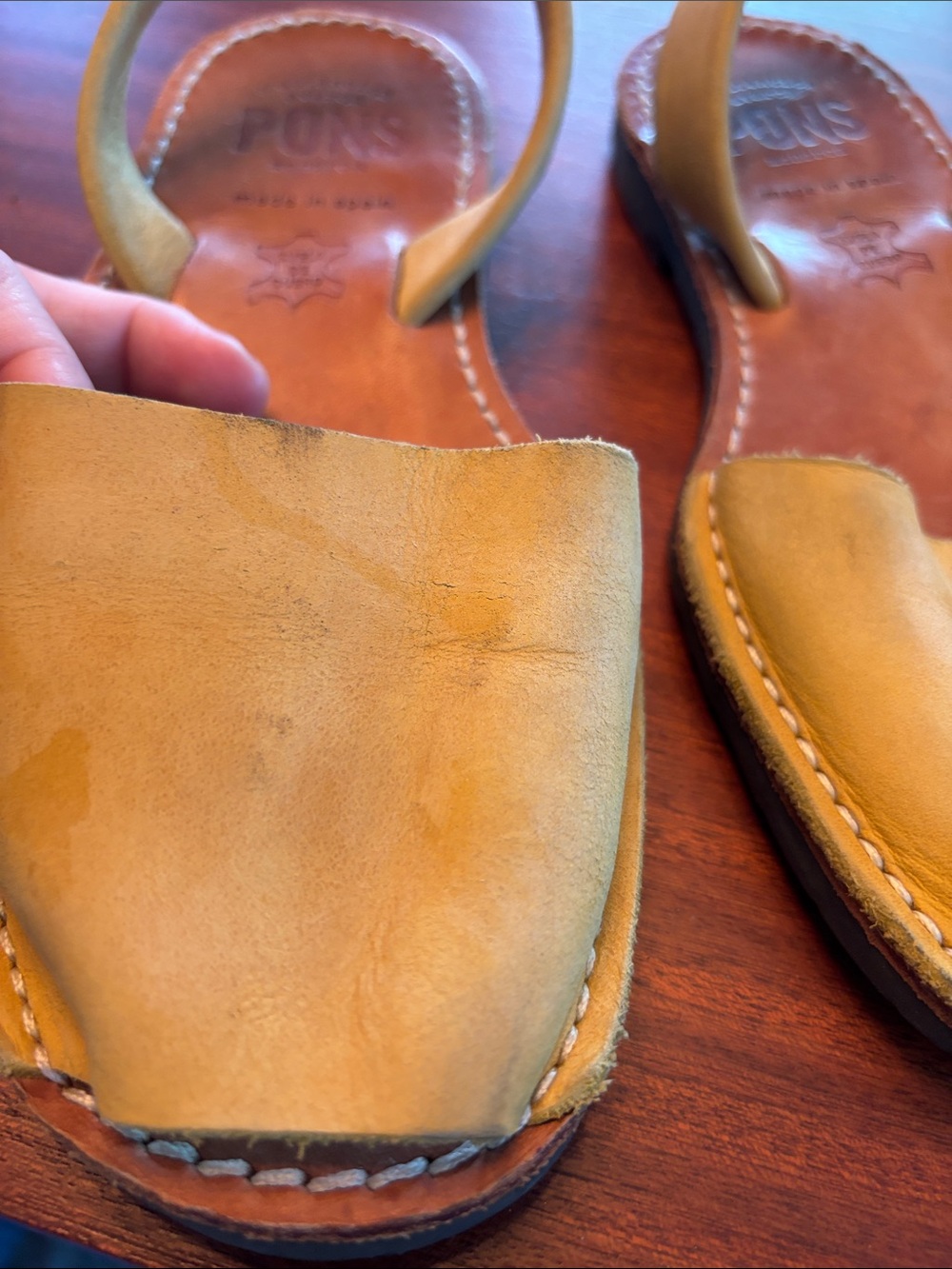 PONS Leather Avarca Sandals in Mustard Yellow - Picture 4 of 7
